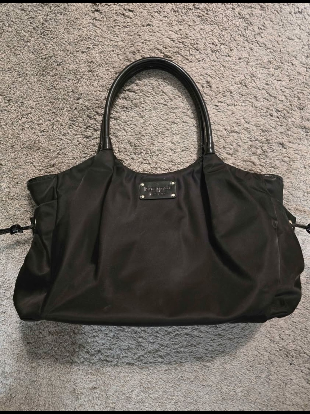 kate spade Black Nylon Tote with Patent Handles